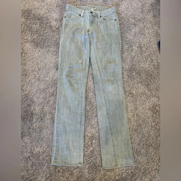 Forever 21 Grey Straight Leg Jeans Distressed Wear Marks Size 24 - Picture 2 of 10